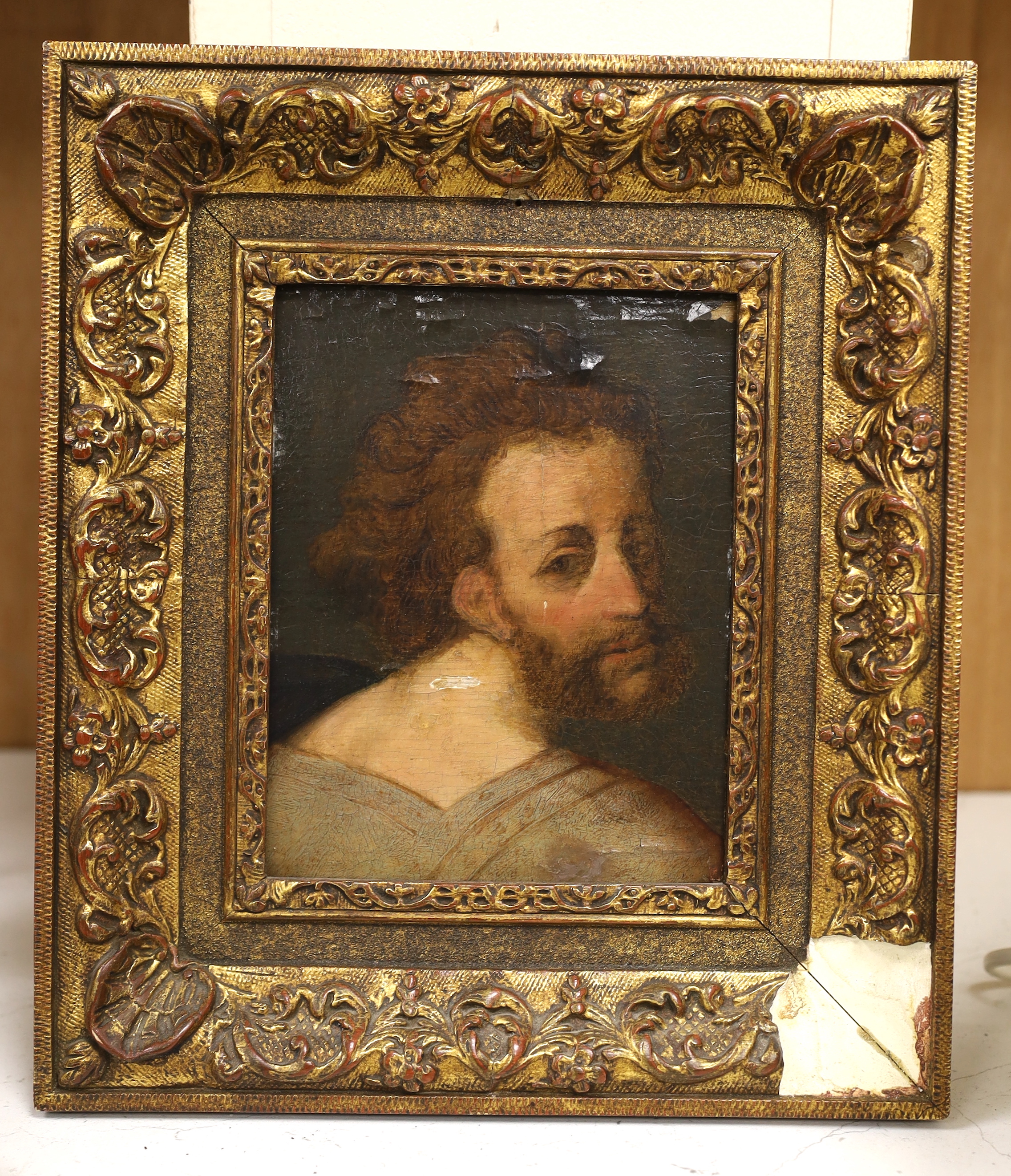 17th/18th century Dutch School, oil on panel, Portrait of a bearded man, 17.5 x 13.5cm